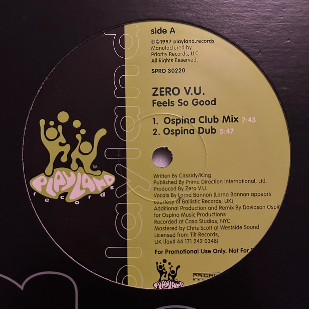 Zero V.U. - Feels So Good (1997) US House 12"
