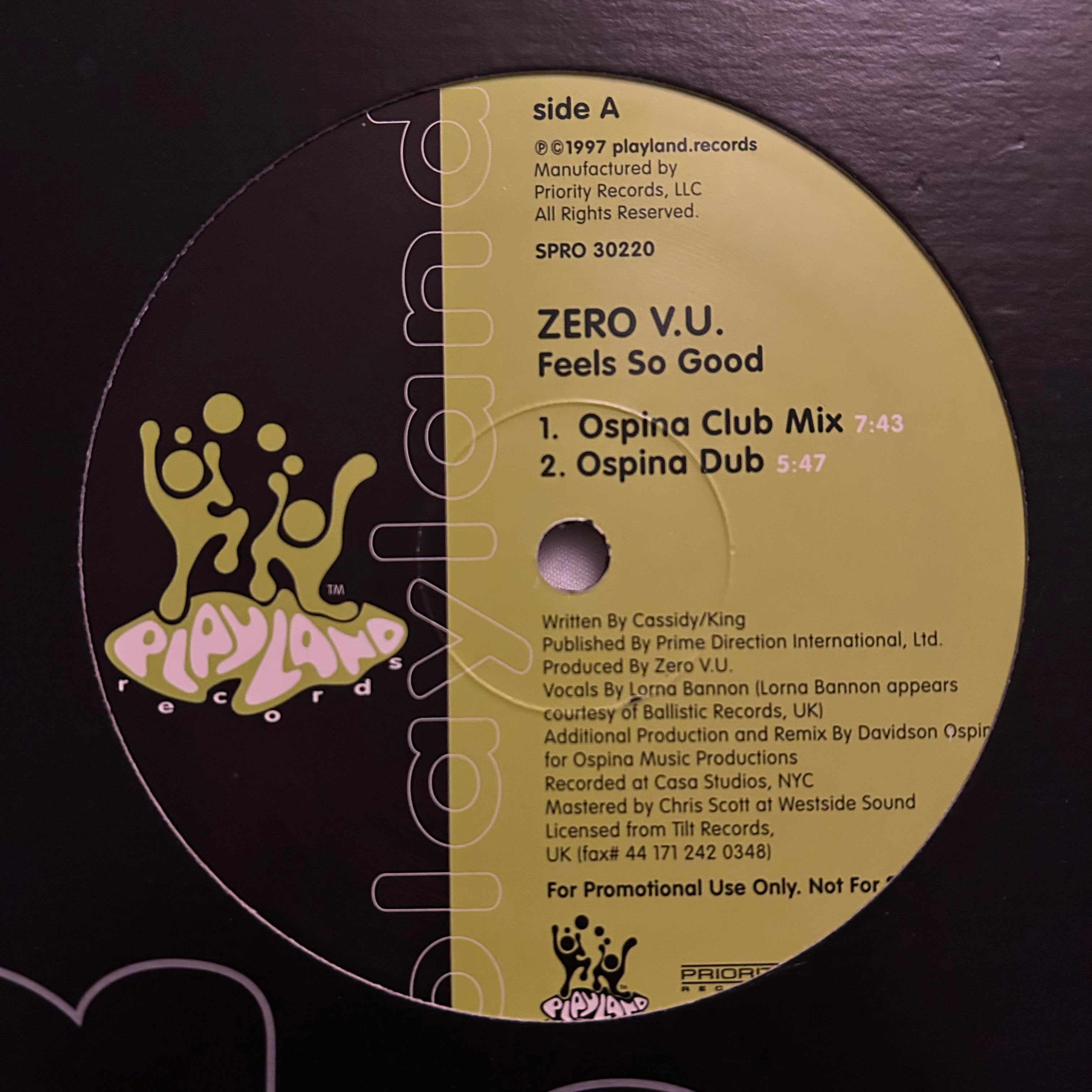 Zero V.U. - Feels So Good (1997) US House 12"