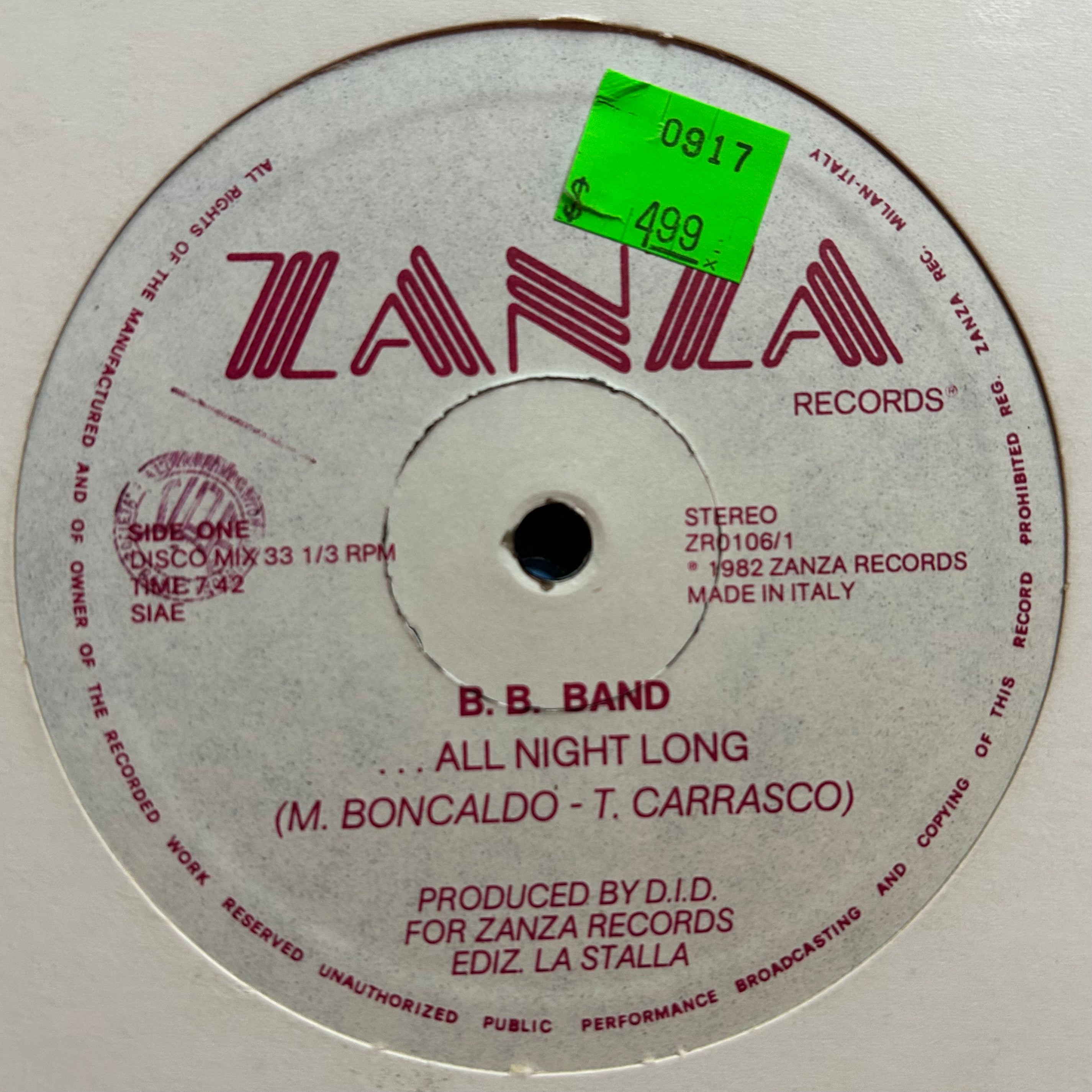 B. B. Band - All Night Long (1982) Classic Italo-Disco 12"