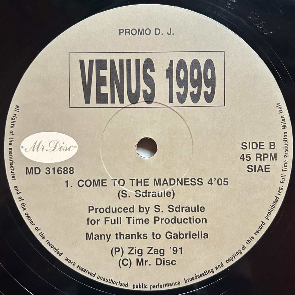 Venus 1999 - The Music Just Turns Me On (1991) Rare Italian Hardcore Techno 12" Promo