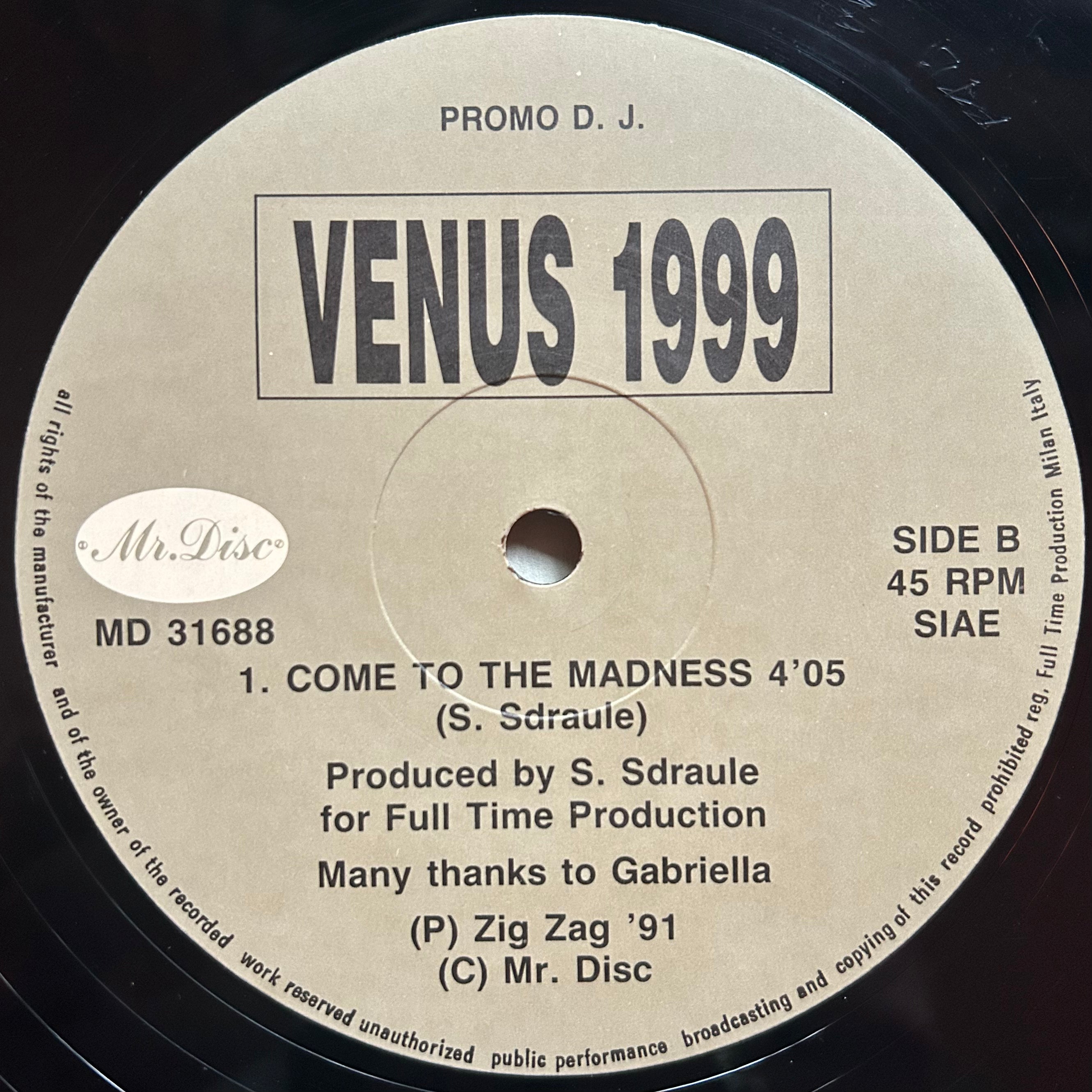 Venus 1999 - The Music Just Turns Me On (1991) Rare Italian Hardcore Techno 12" Promo
