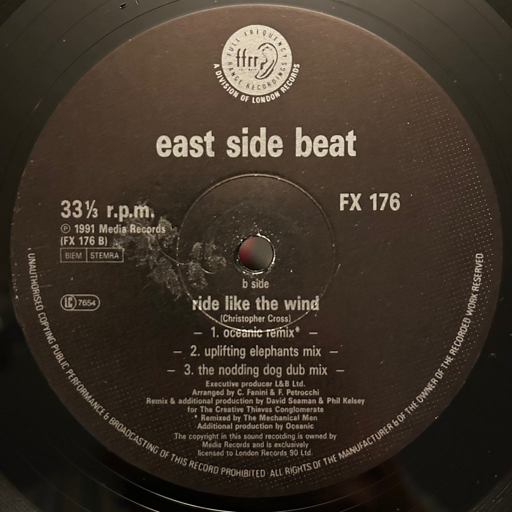 East Side Beat - Ride Like The Wind (1991) UK Euro House 12"