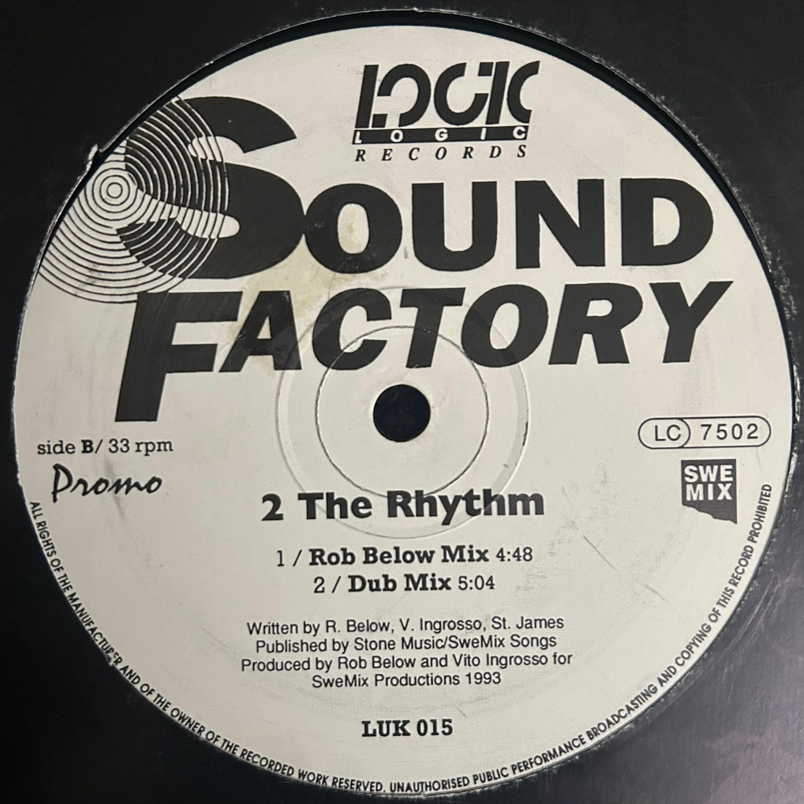 Sound Factory - 2 The Rhythm (1993) UK House Promo 12"
