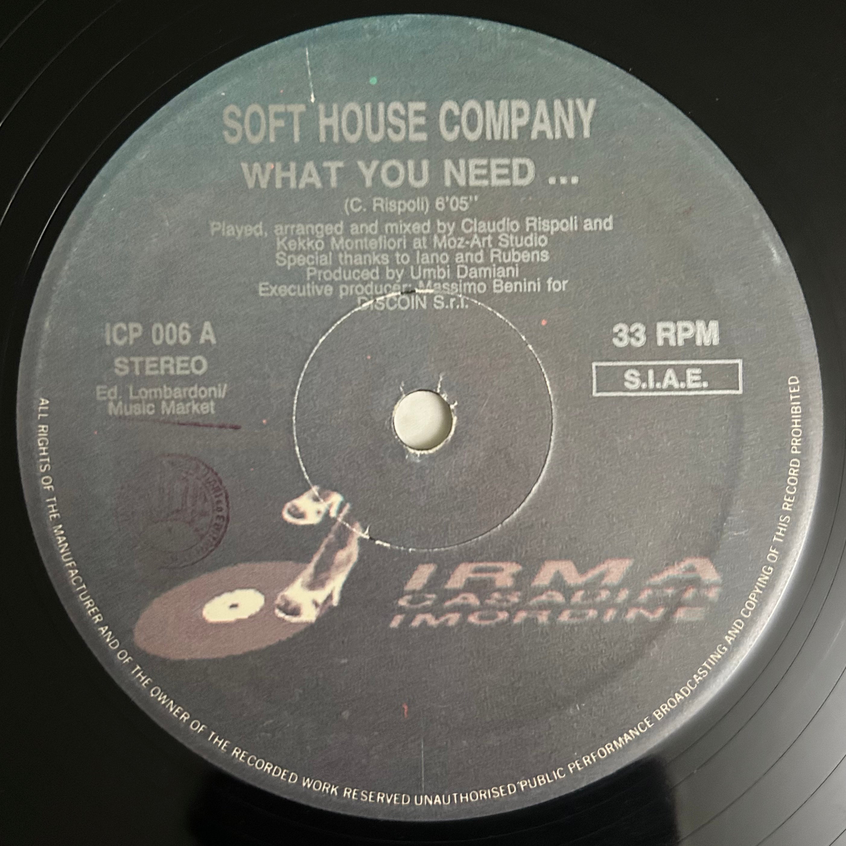 Soft House Company - What You Need... (1990) Classic Italo Deep House 12"