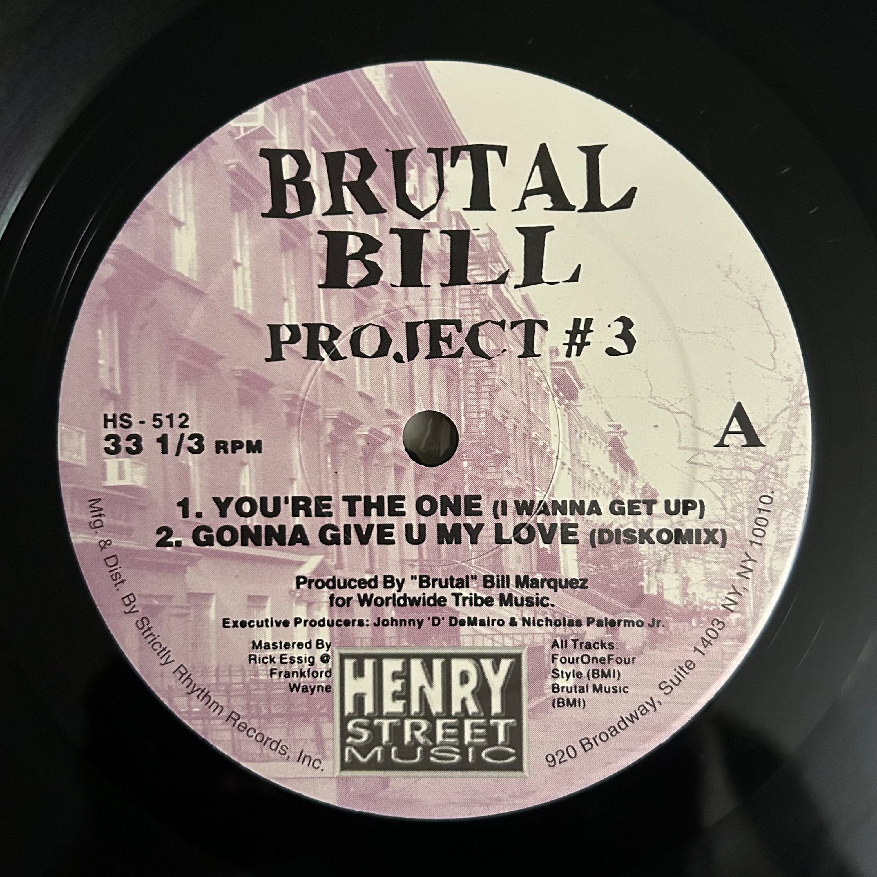 Brutal Bill - Project #3 (1996) Classic Henry Street Deep House 12"